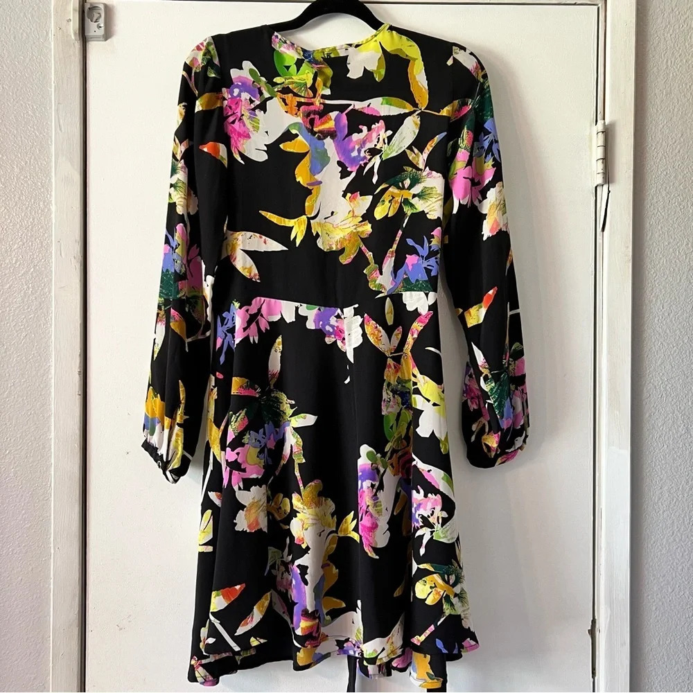 Yumi Kim Tropical Carla Wrap Dress Wooster S Long Sleeve Silk Floral Bright - Picture 4 of 7